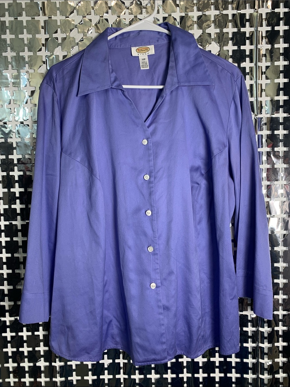 Talbots Purple Button-Front Long Sleeve Blouse